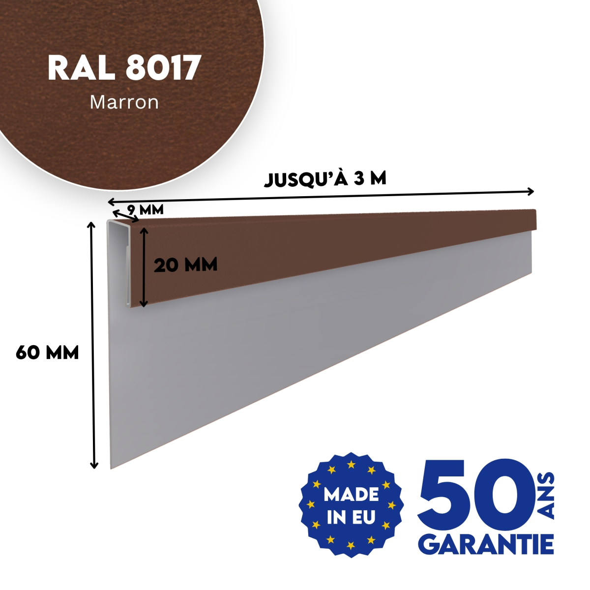 Profil d'angle J-Type Marron mat