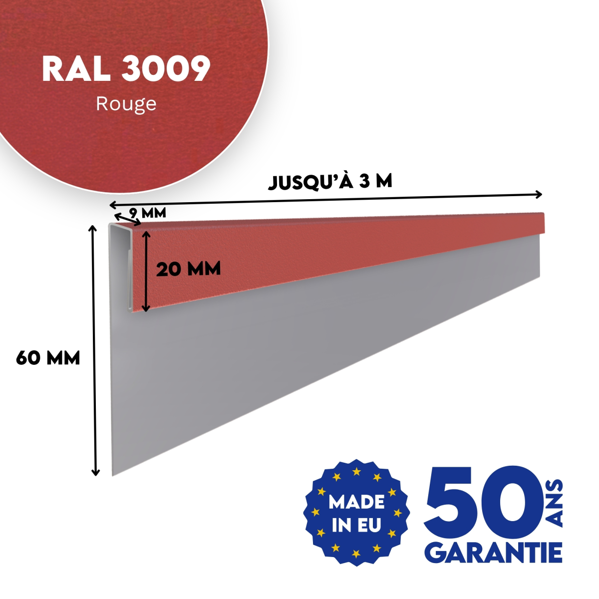 Profil d'angle J-Type Rouge mat