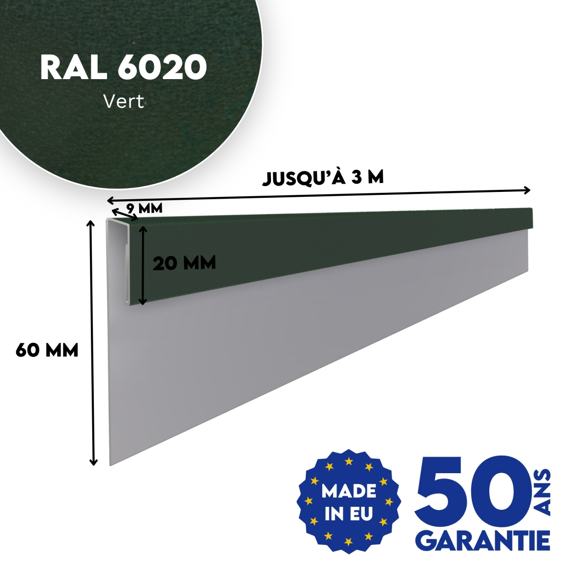 Profil d'angle J-Type Vert mat