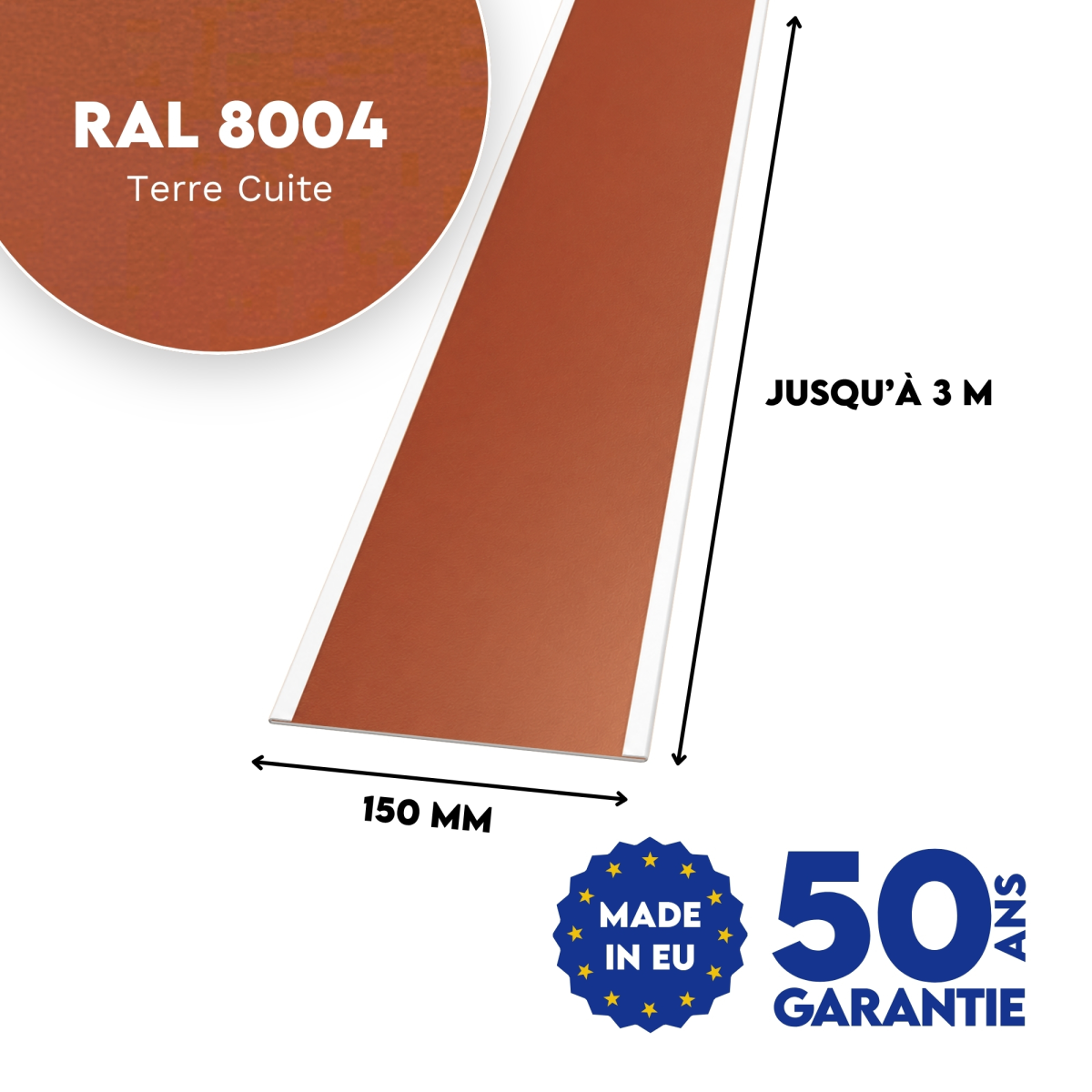 Jonction de tôle plane Terre Cuite mat