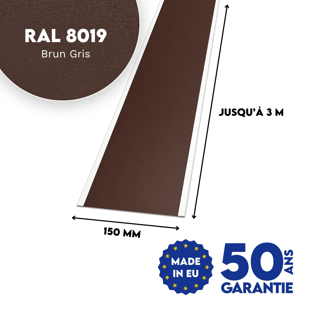 Jonction de tôle plane Brun Gris mat