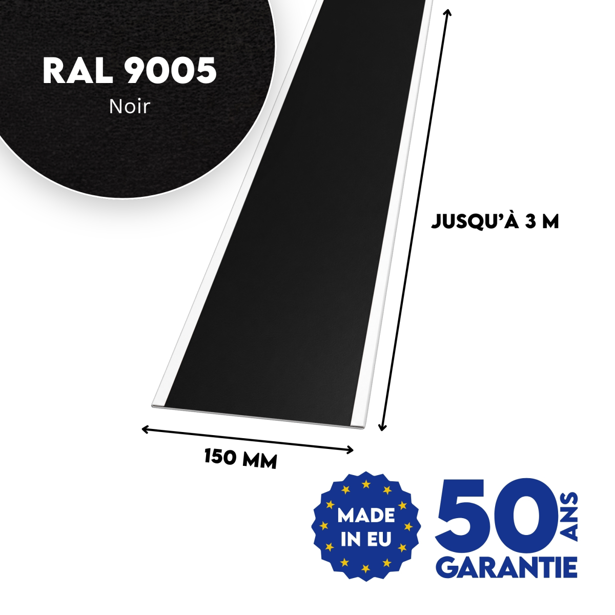 Jonction de tôle plane Noir mat