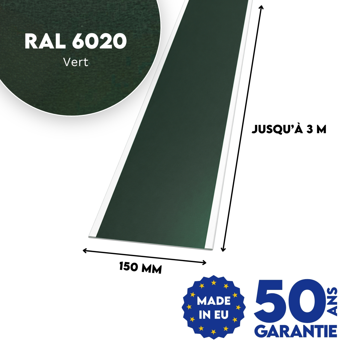 Jonction de tôle plane Vert mat