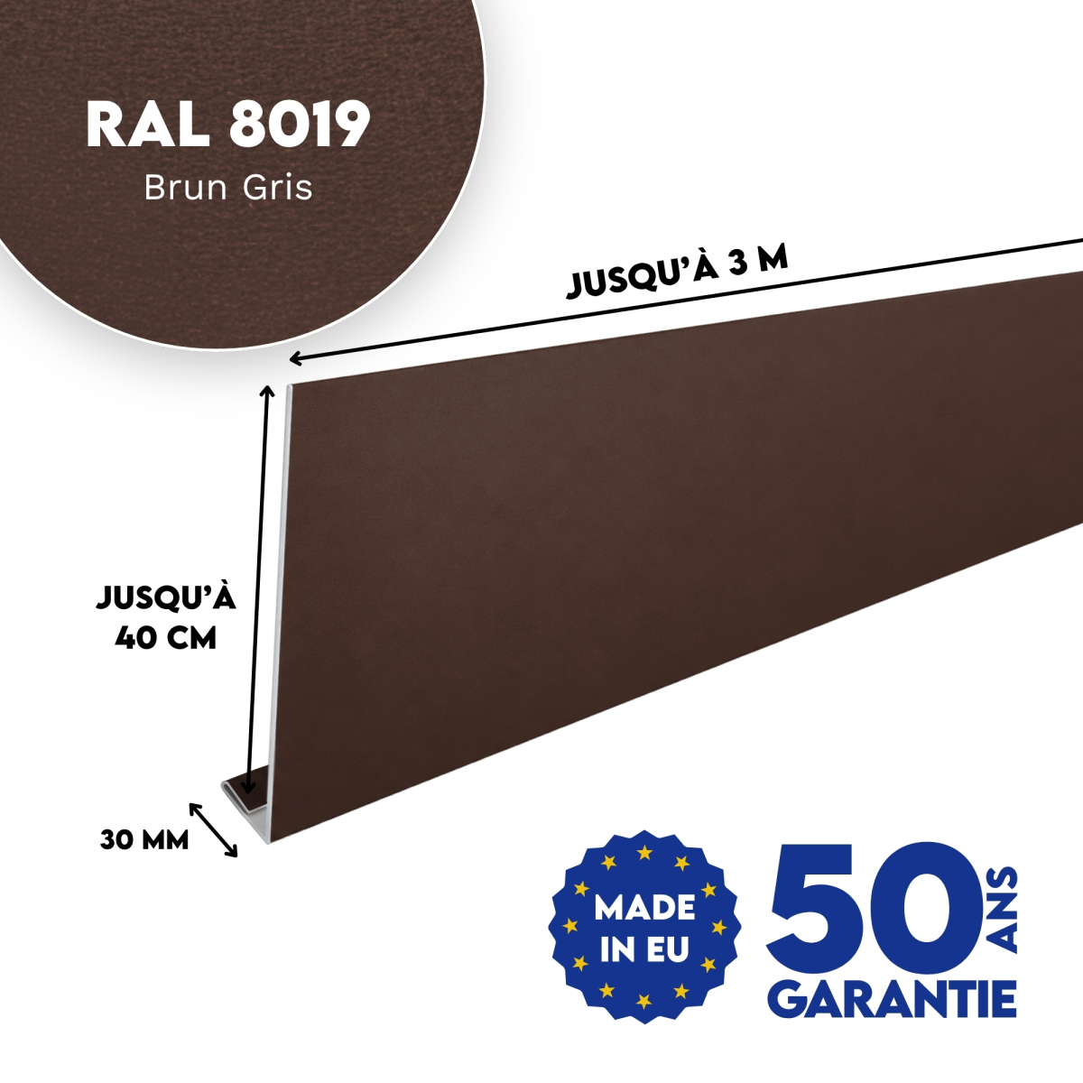 Habillage de gouttière Brun Gris mat