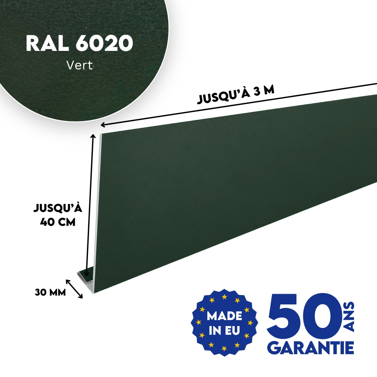 Habillage de gouttière Vert mat
