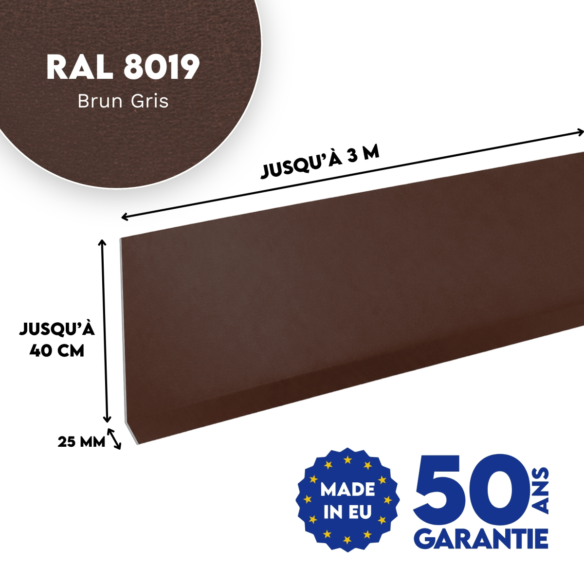 Habillage de rive Brun Gris mat