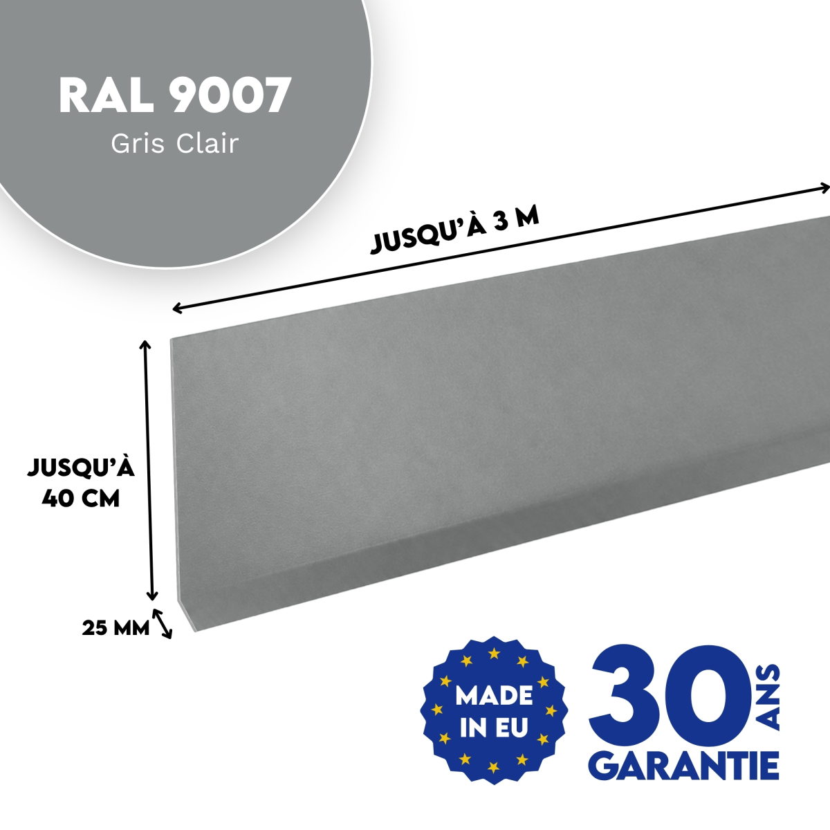 Habillage de rive Gris Clair brillant