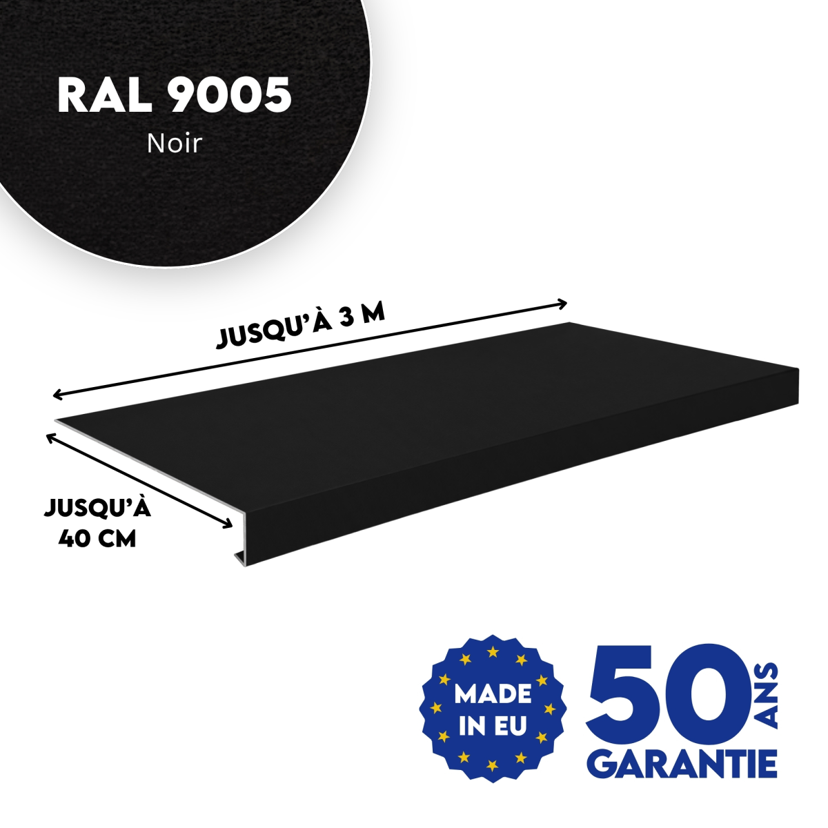 Appui de fenêtre Noir mat