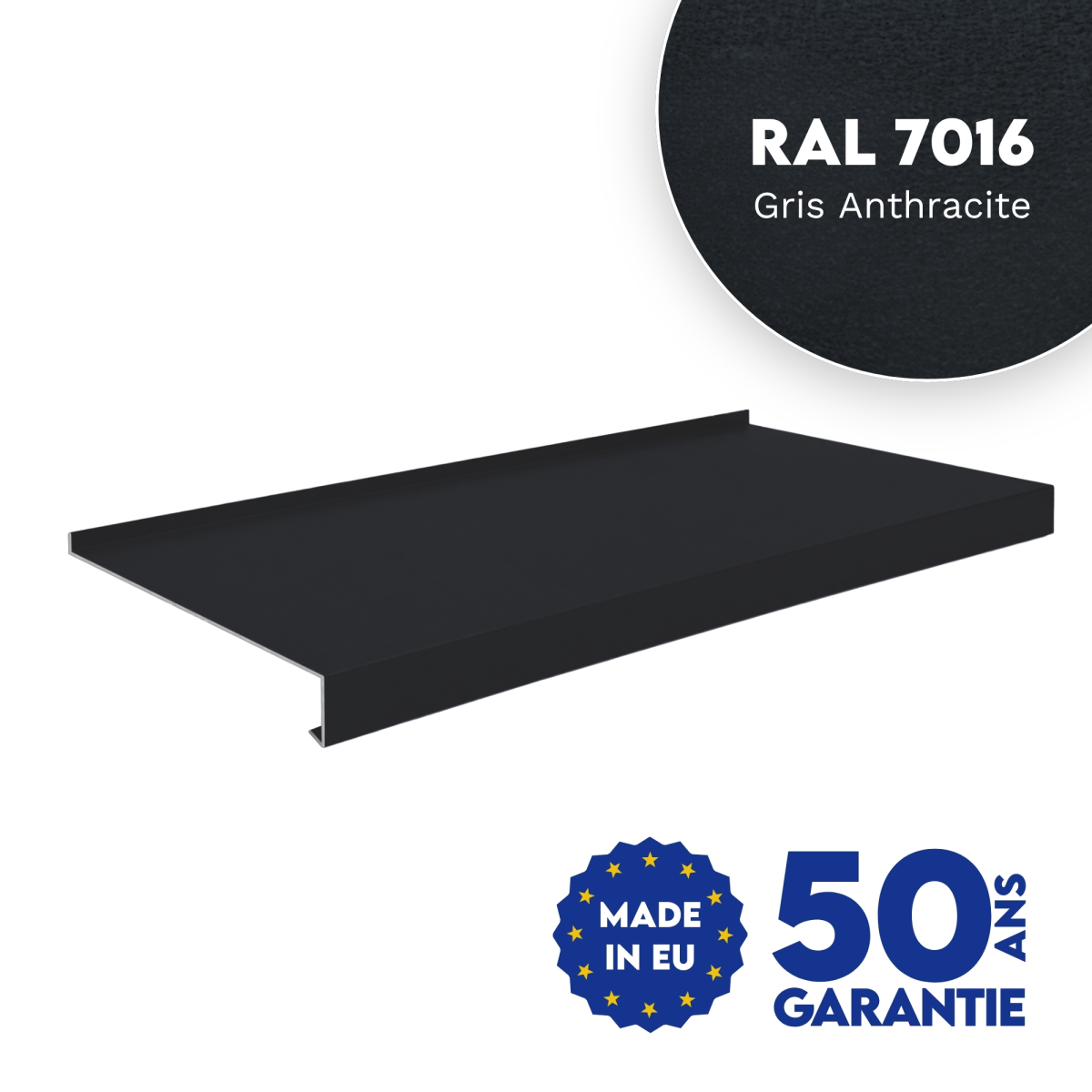 Appui de fenêtre avec rebord Gris Anthracite mat