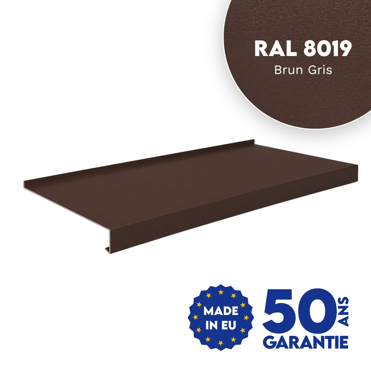 Appui de fenêtre avec rebord Brun Gris mat