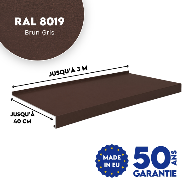 Appui de fenêtre avec rebord Brun Gris mat - 2