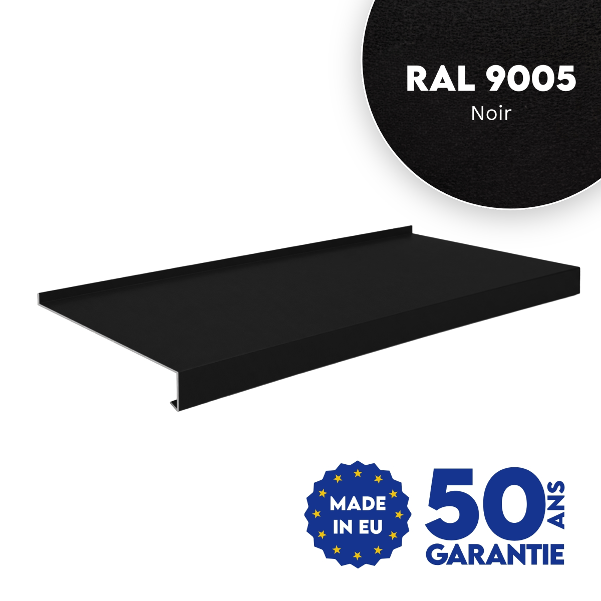 Appui de fenêtre avec rebord Noir mat