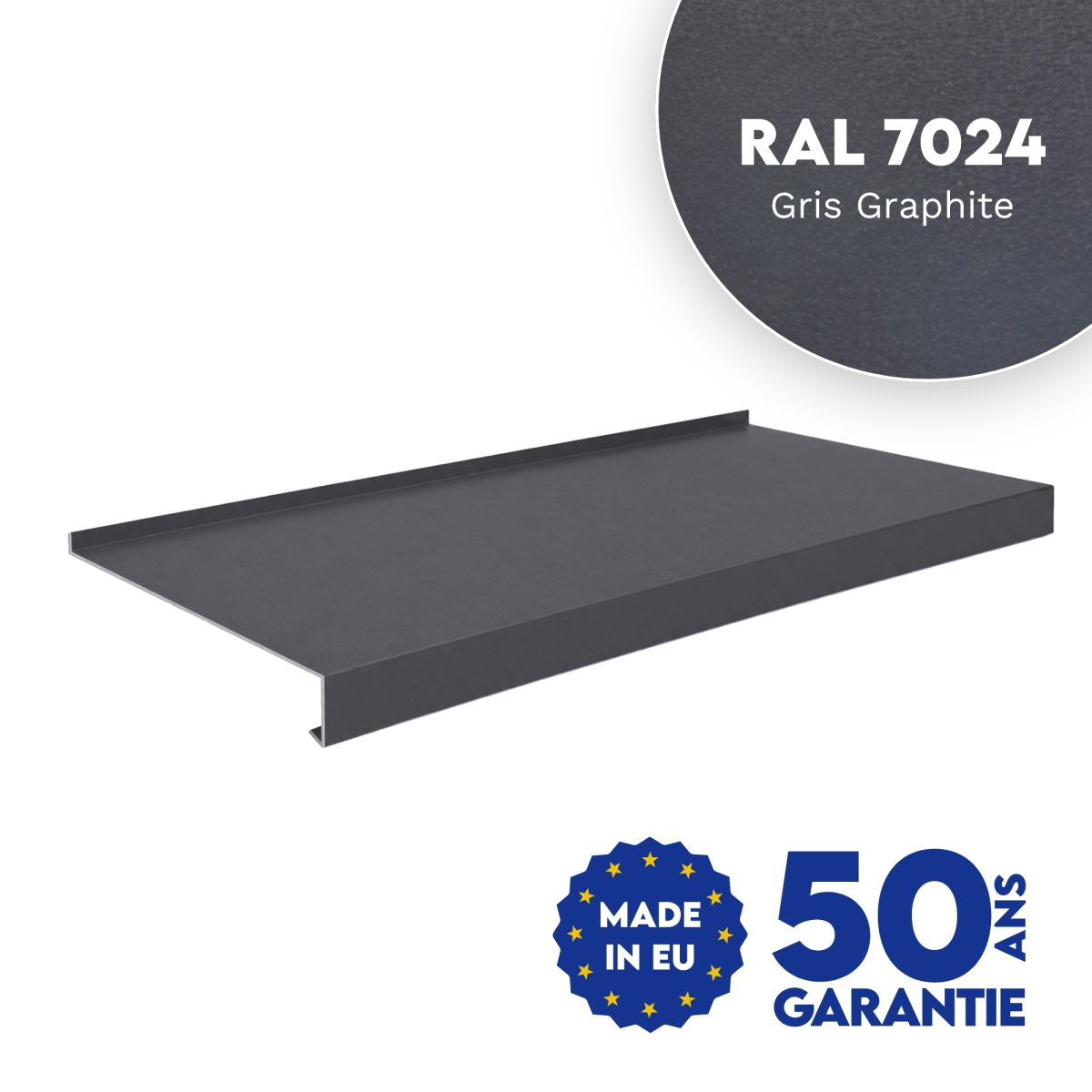 Appui de fenêtre avec rebord Gris Graphite mat