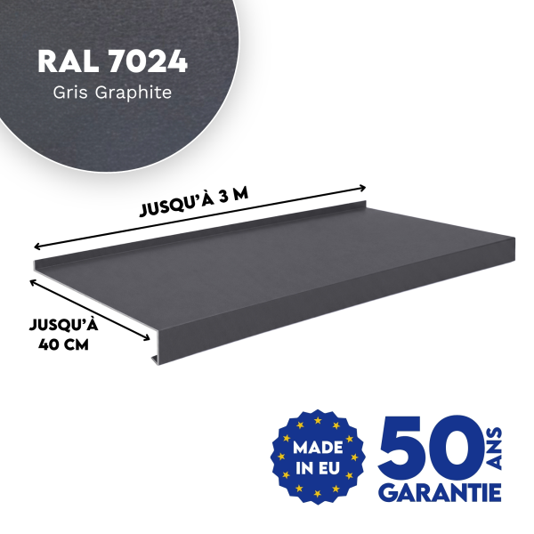 Appui de fenêtre avec rebord Gris Graphite mat - 2