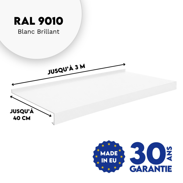 Appui de fenêtre avec rebord Blanc brillant - 2