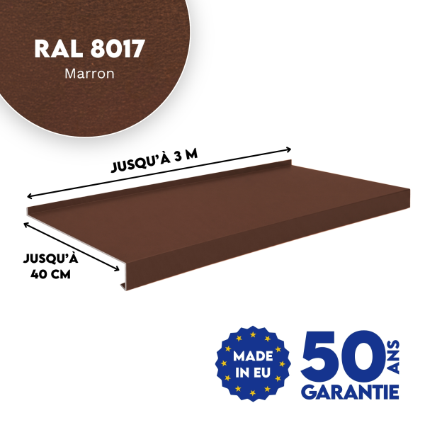 Appui de fenêtre avec rebord Marron mat - 2