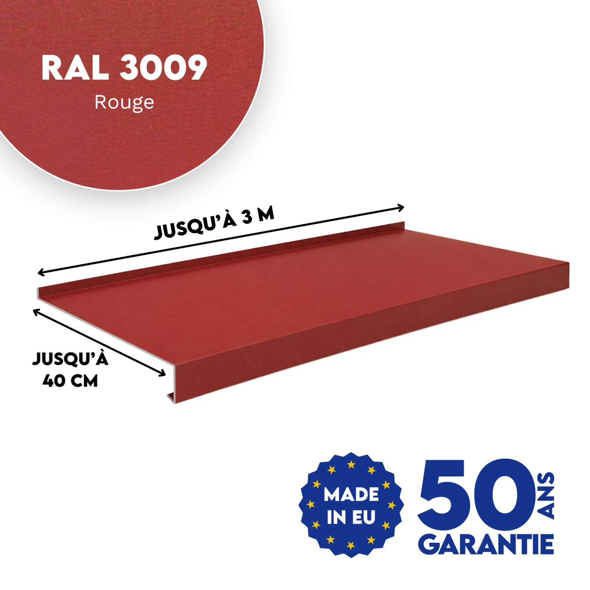 Appui de fenêtre avec rebord Rouge mat