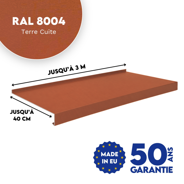 Appui de fenêtre avec rebord Terre Cuite mat - 2