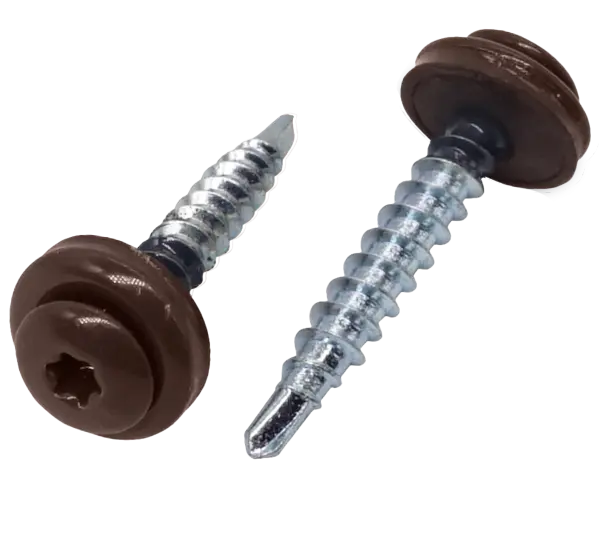 Vis autoperceuses à embout Torx marrons avec rondelle d'étanchéité