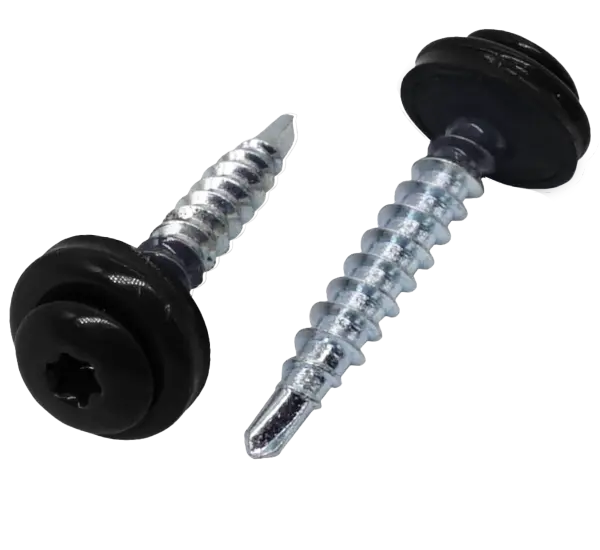 Vis autoperceuses à embout Torx noires avec rondelle d'étanchéité - 1