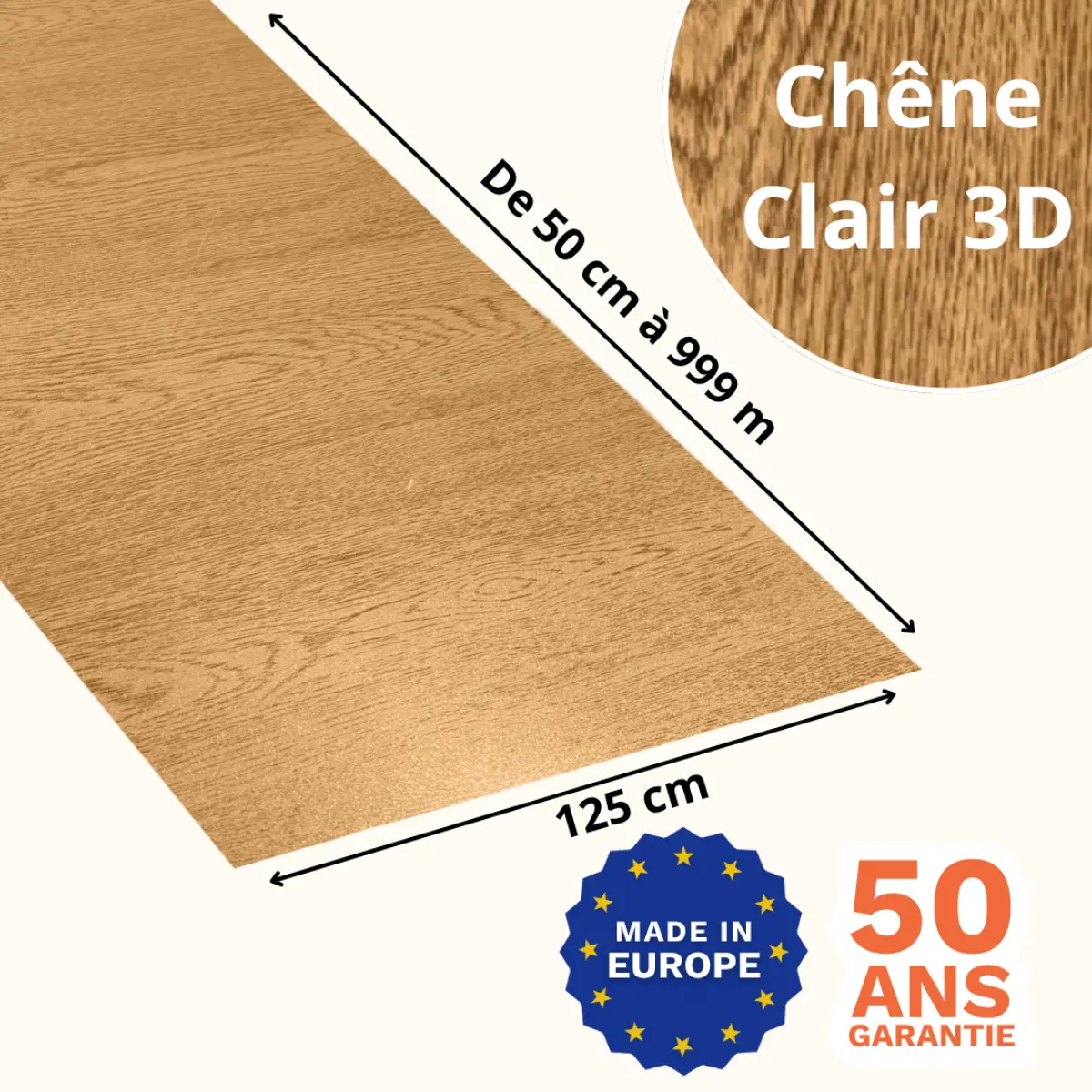 Tole plane finition Chêne Clair 3D
