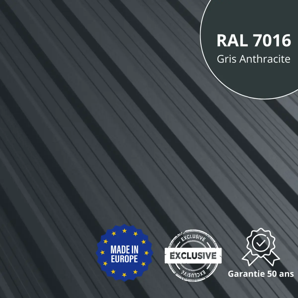 Tôle de toiture Bac Acier Vigo Gris Anthracite Mat