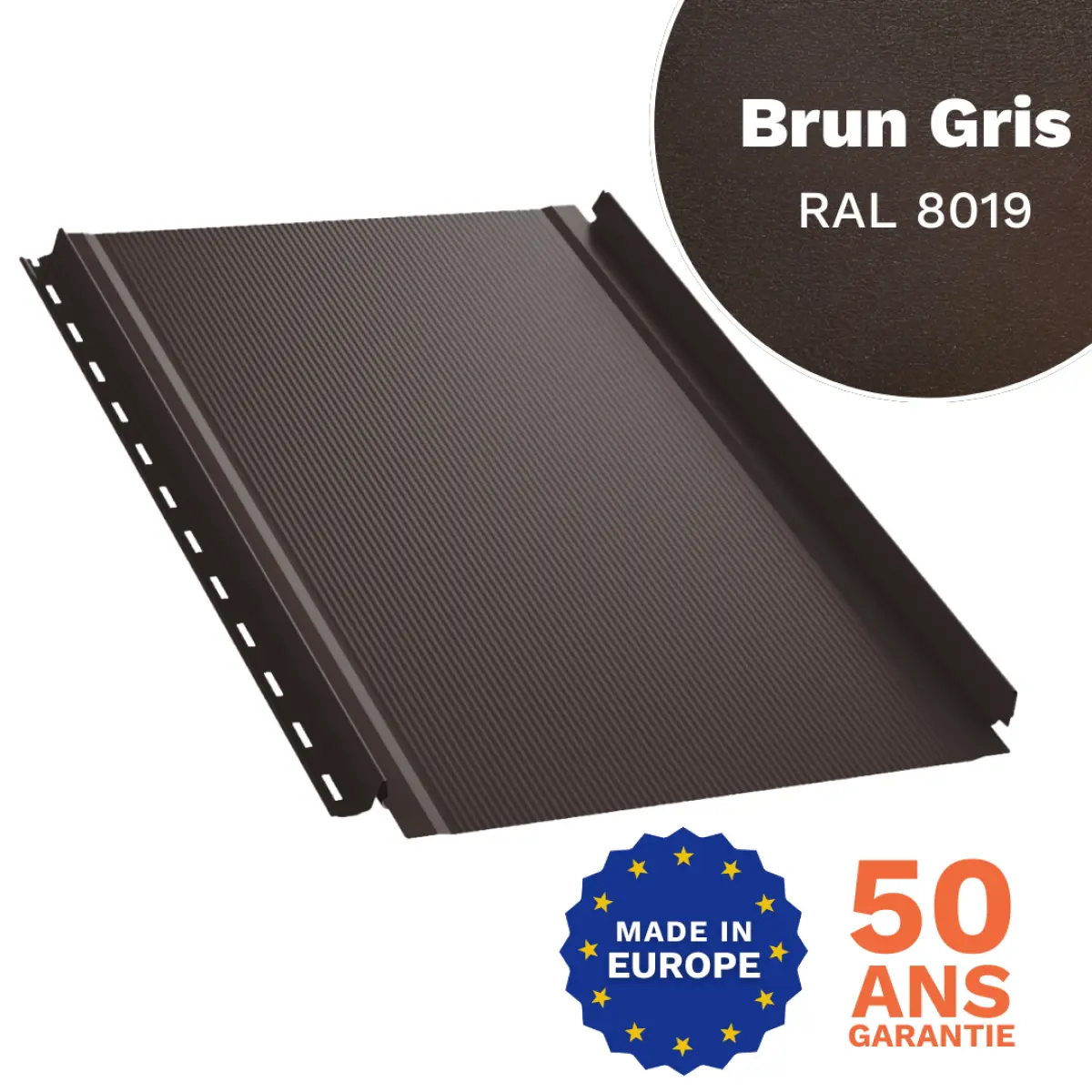 Tôle joint debout semi-ondulée Brun Gris Mat