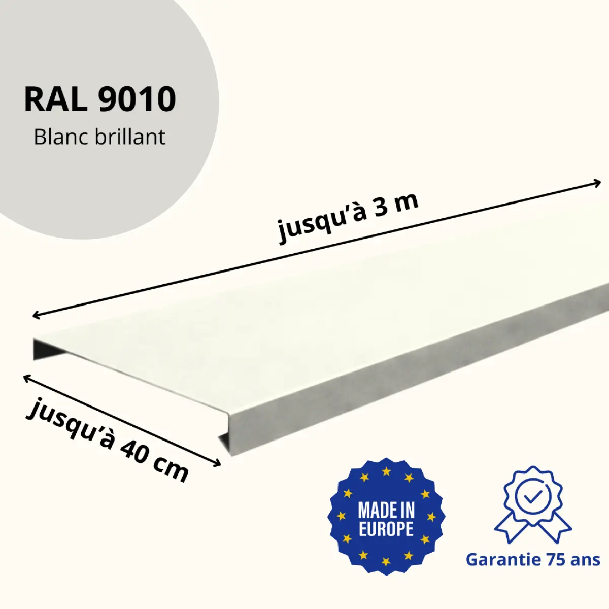 Couvertine Aluminium Blanc Brillant