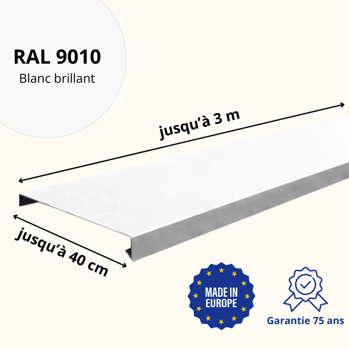 Couvertine Aluminium Blanc Brillant