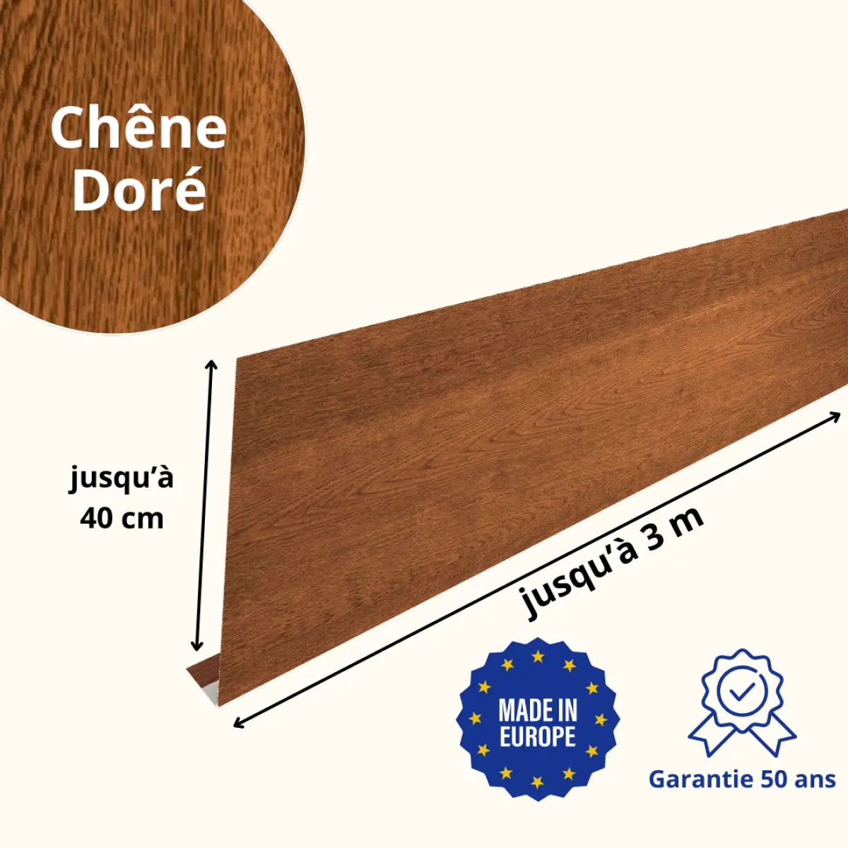 Habillage de gouttière Chêne Doré 3D