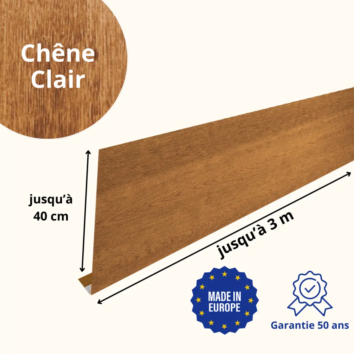 Habillage de gouttière Chêne Clair 3D