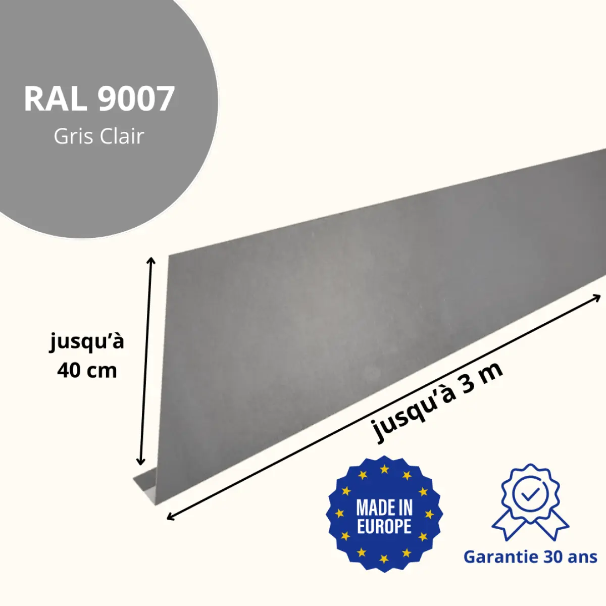 Habillage de gouttière Gris Clair Brillant