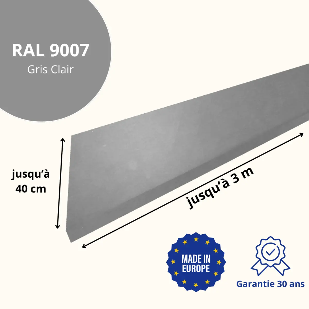 Habillage de rive Gris Clair Brillant