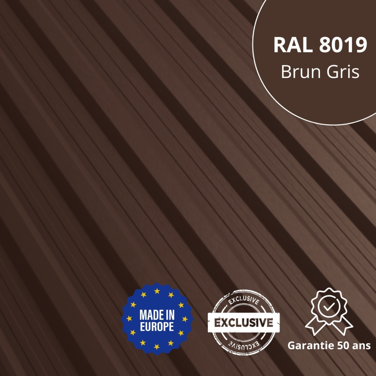 Tôle de toiture Bac Acier Vigo Brun Gris Mat