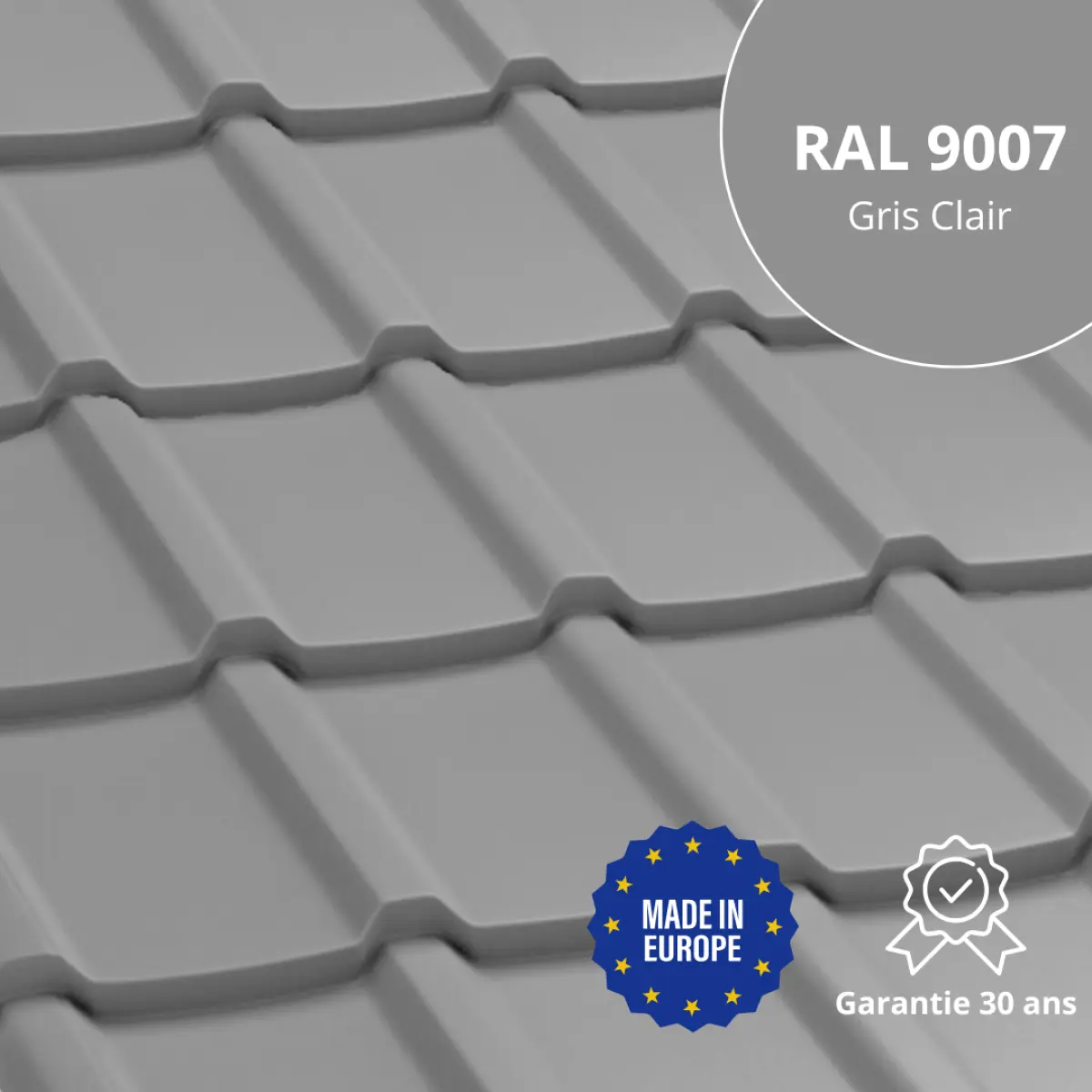 Tôle imitation tuile Allano Gris brillant