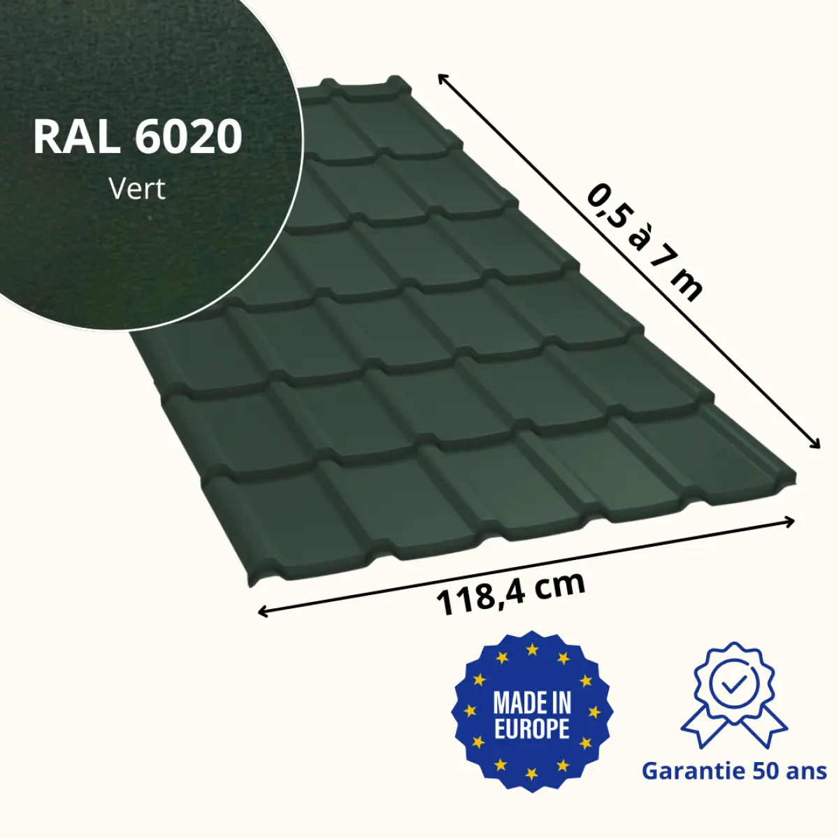 Tôle imitation tuile Allano Vert Mat