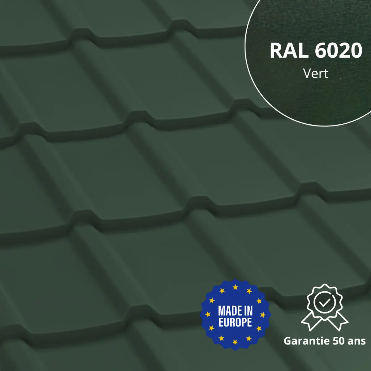 Tôle imitation tuile Allano Vert Mat