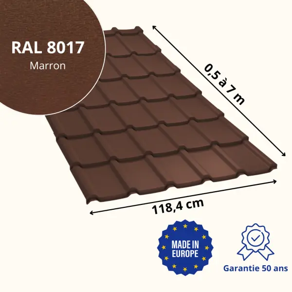 Tôle imitation tuile Allano Marron Mat - 2