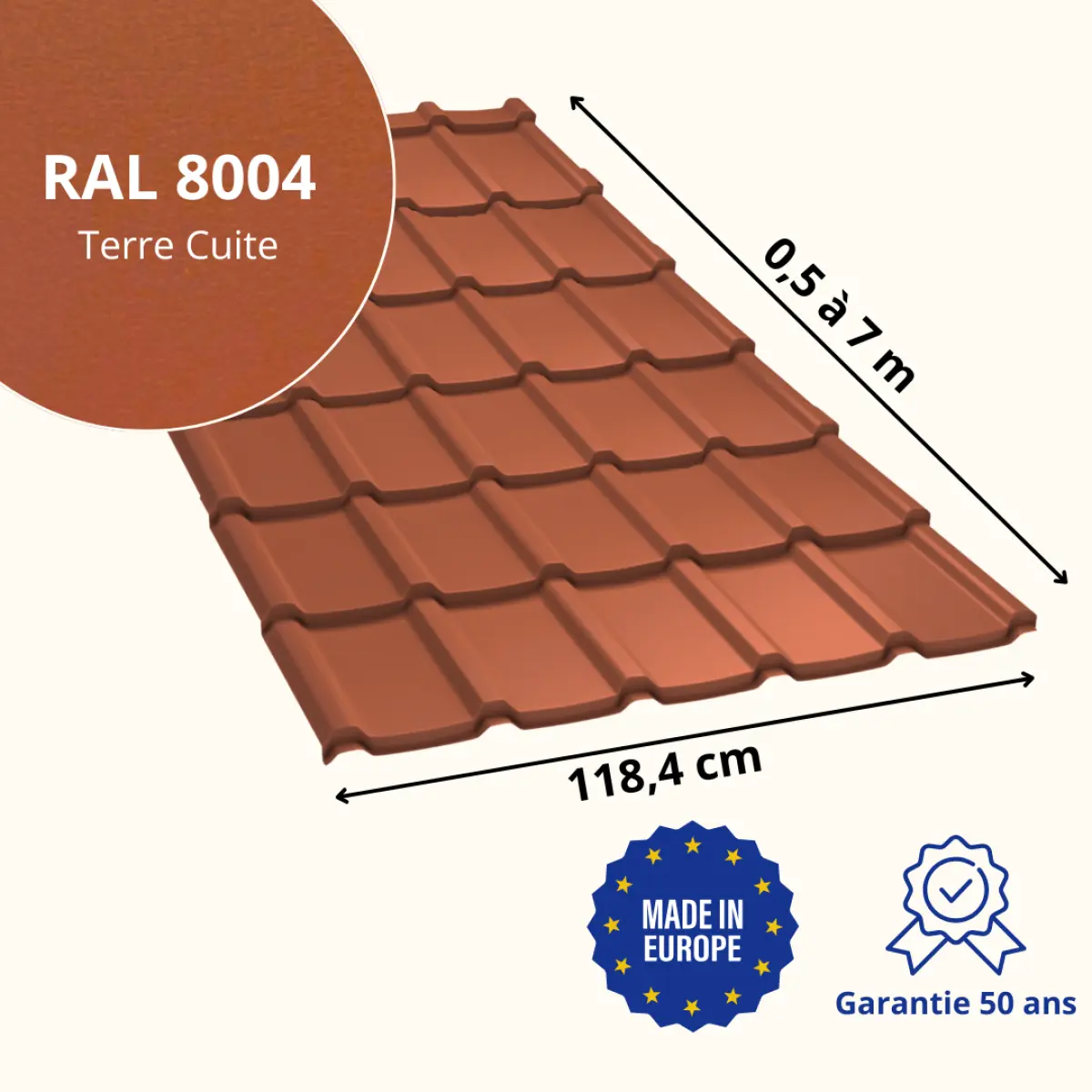 Tôle imitation tuile Allano Terre Cuite Mat