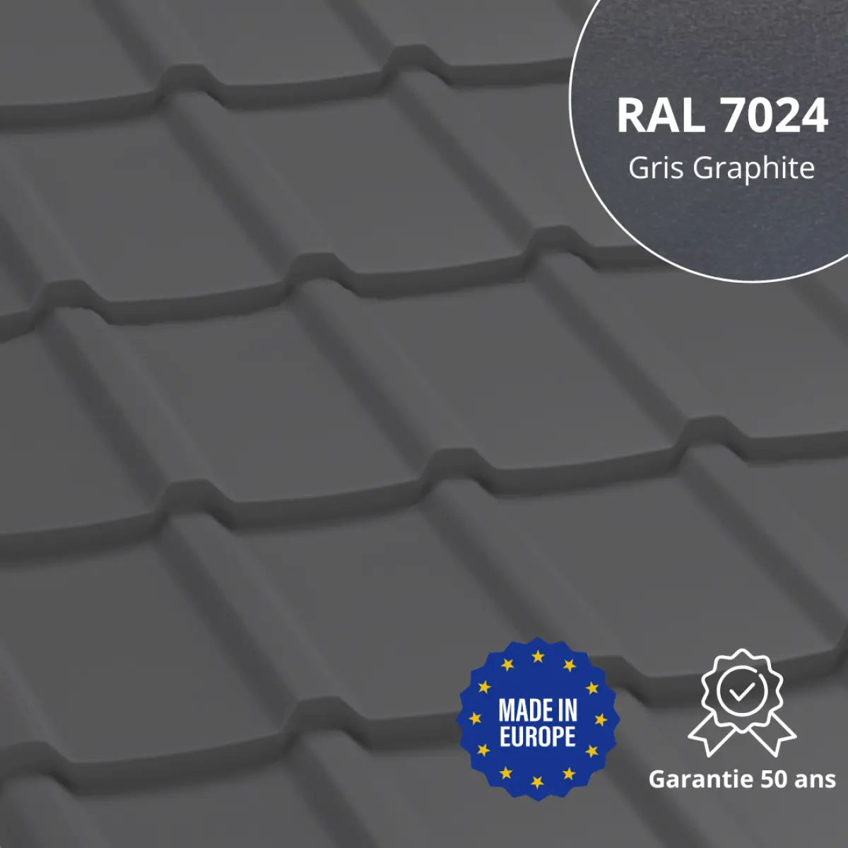 Tôle imitation tuile Allano Graphite Mat