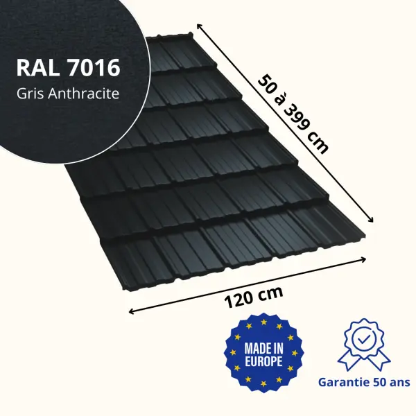 Tôle imitation tuile Horizon Anthracite Mat - 2