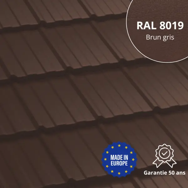 Tôle imitation tuile Horizon Brun Gris Mat