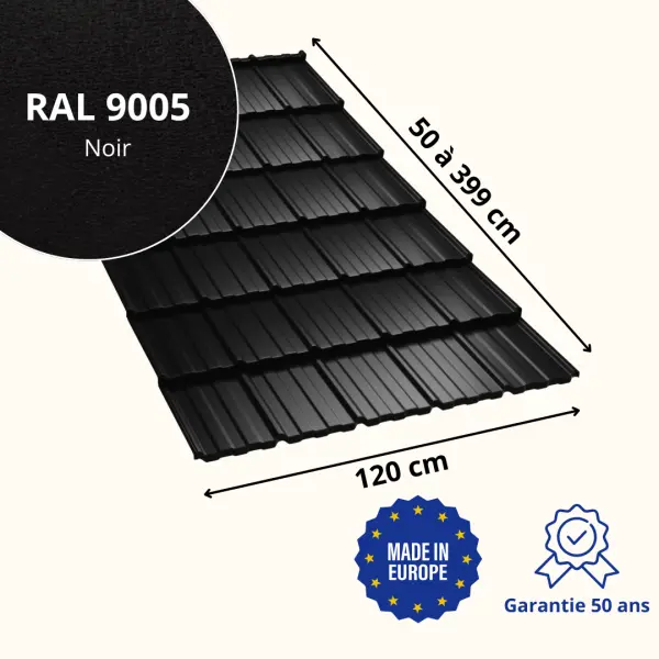 Tôle imitation tuile Horizon Noir Mat - 2