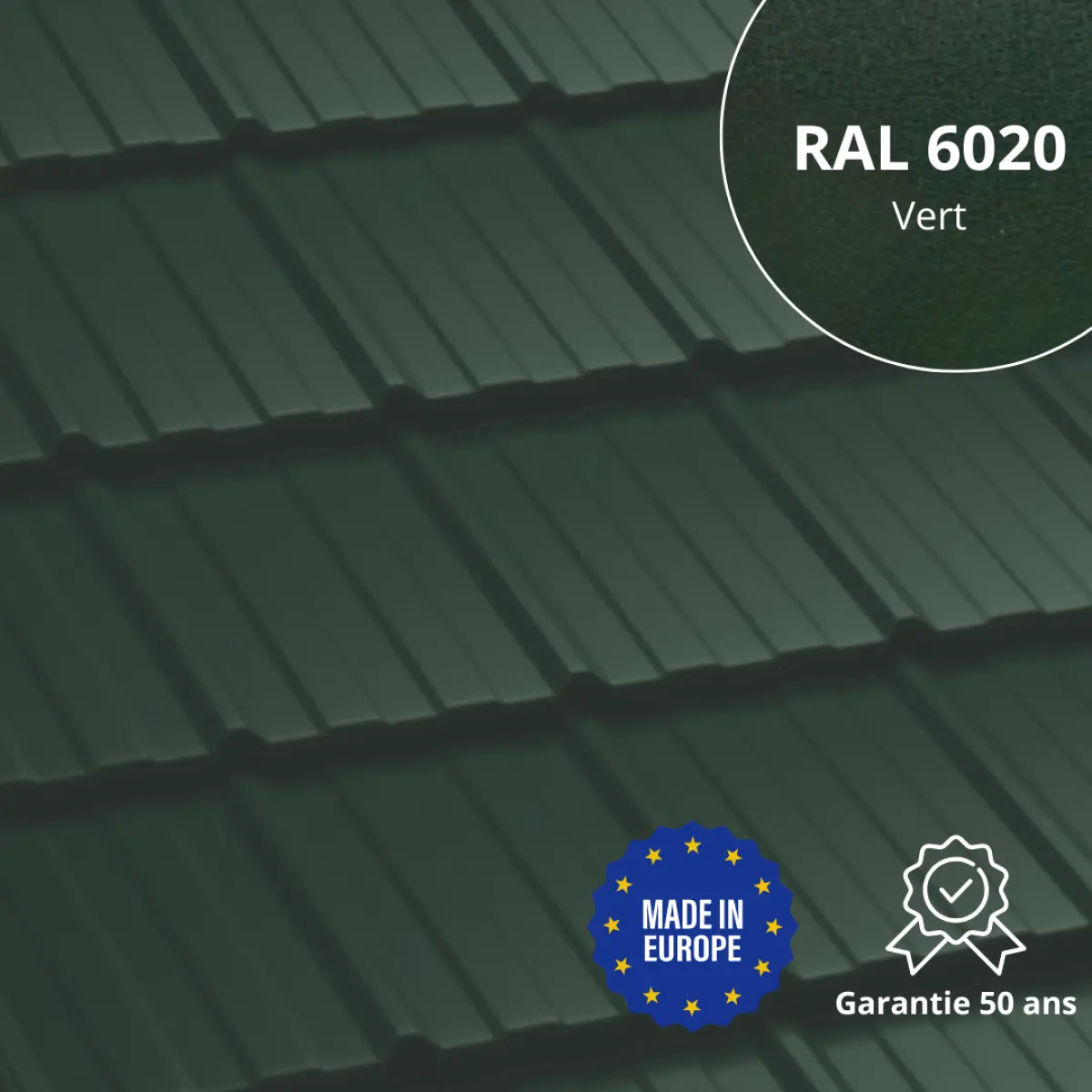 Tôle imitation tuile Horizon Vert Mat