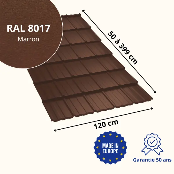 Tôle imitation tuile Horizon Marron Mat - 2