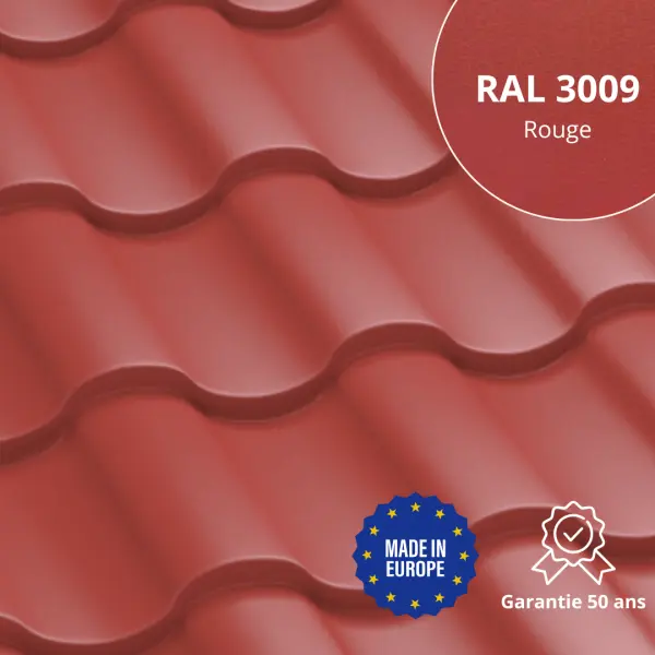 Tôle imitation tuile Centro Rouge Mat