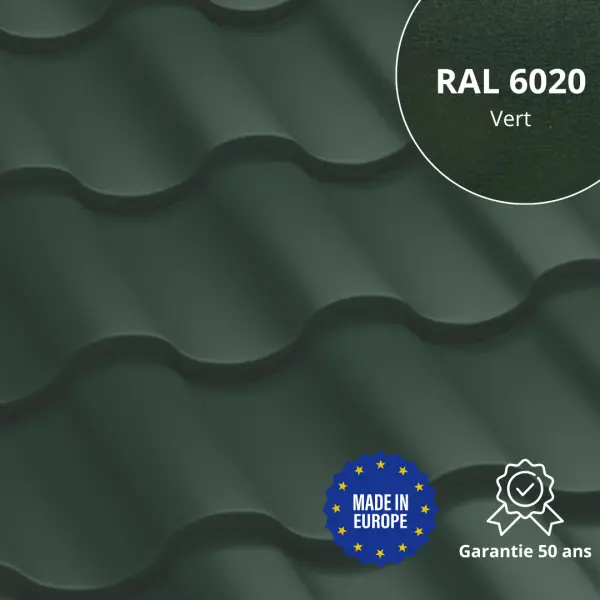 Tôle imitation tuile Centro Vert Mat