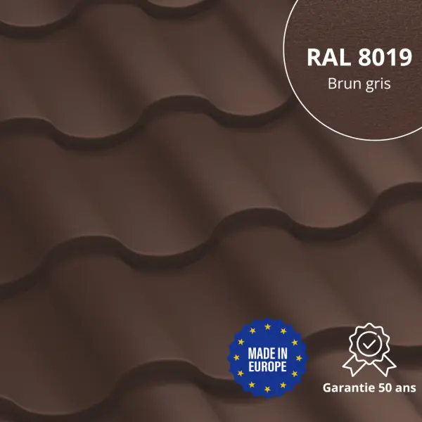 Tôle imitation tuile Centro Brun Gris Mat