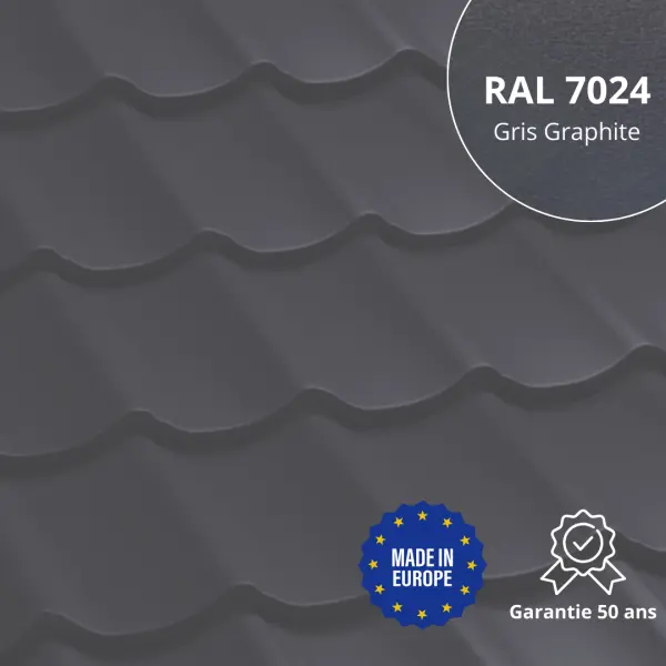 Tôle imitation tuile Vello Gris Graphite Mat
