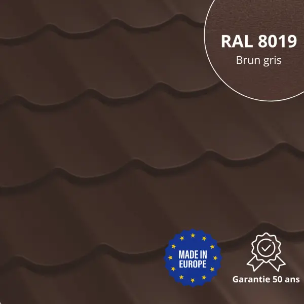 Tôle imitation tuile Platino Brun Gris Mat